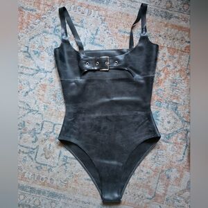 Latex Buckle Bust Bodysuit